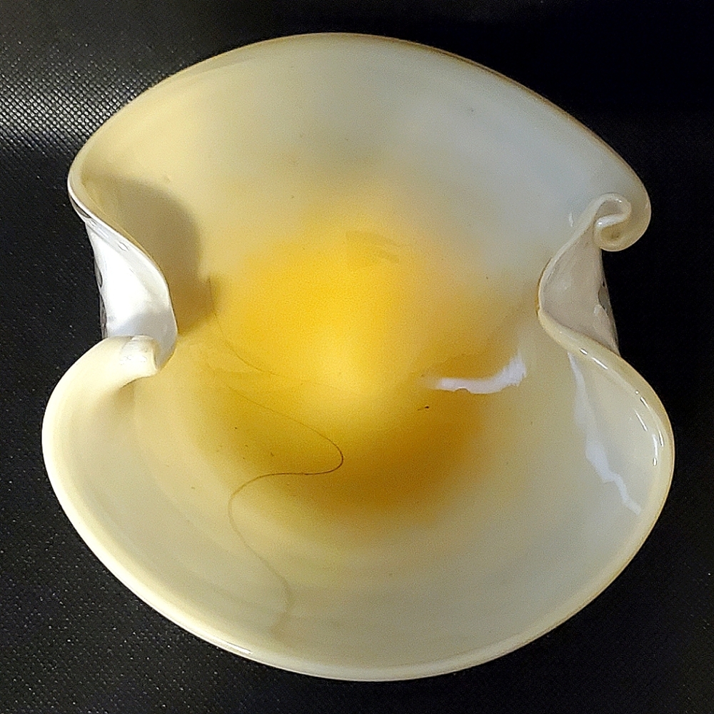 Vintage Murano Style Caramel Yellow Encased Glass Dish